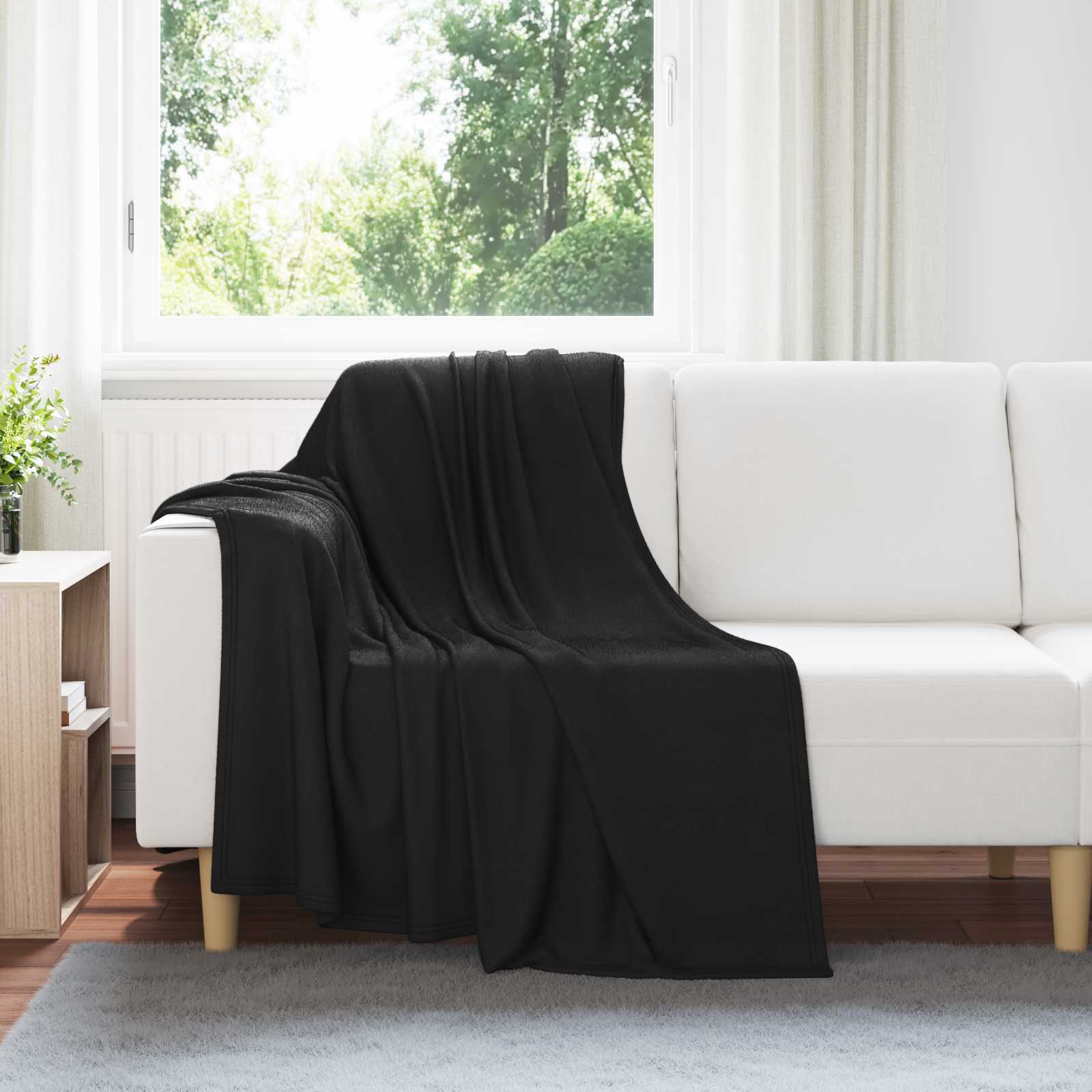 Wohndecke Schwarz 170 x 130 cm 0.33 kg Fleece