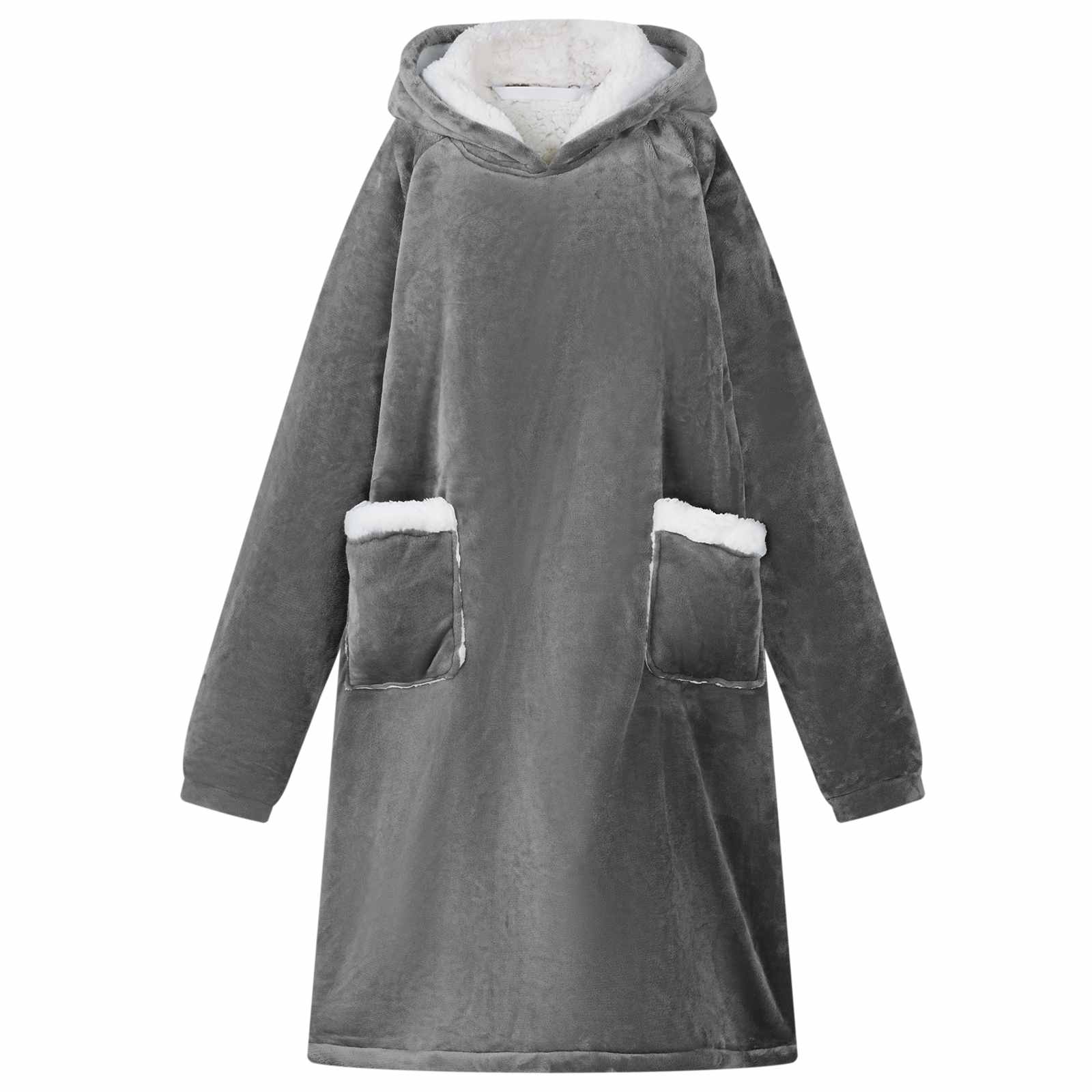 Decken-Hoodie Dunkelgrau L Fleece und Flanell