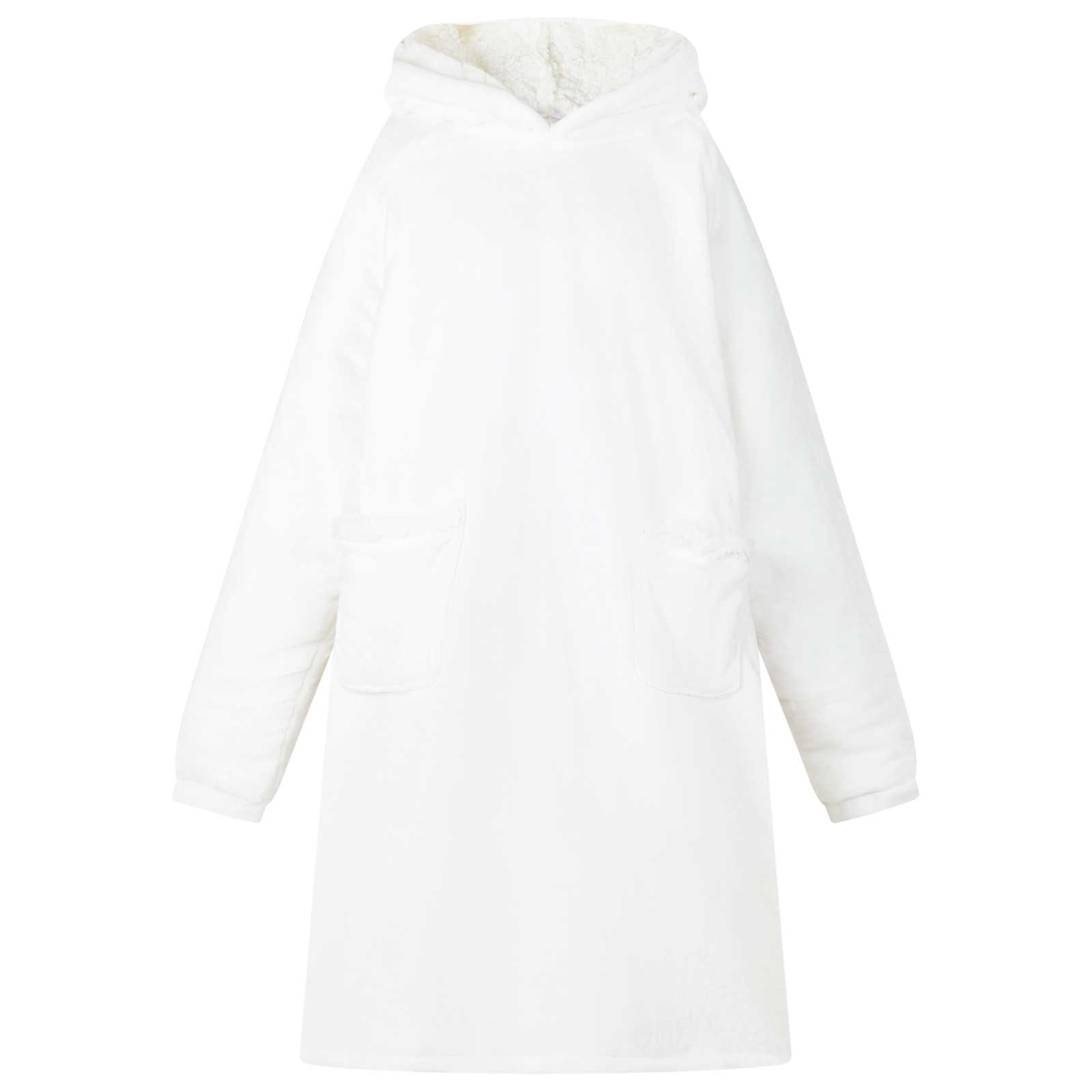 Decken-Hoodie Weiß L Fleece und Flanell