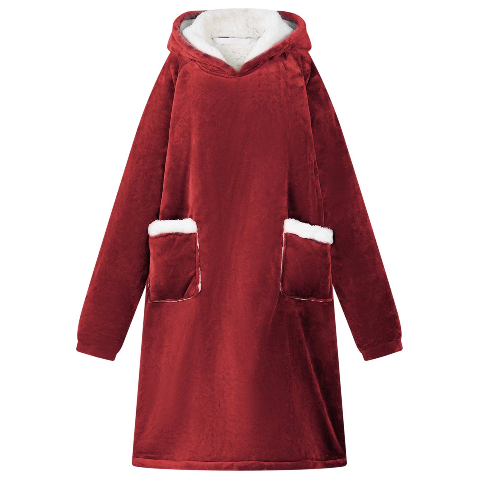 Decken-Hoodie Bordeauxrot L Fleece und Flanell