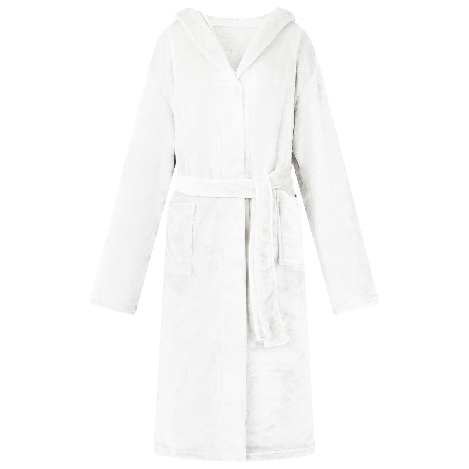 Bademantel Hoodie Weiß M Flanell