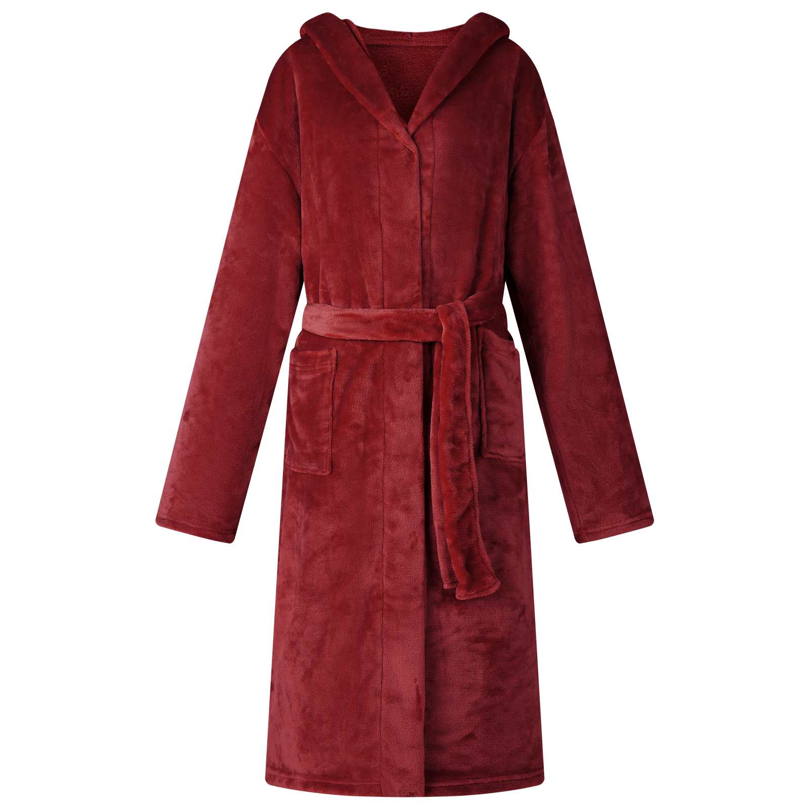 Bademantel Hoodie Bordeauxrot M Flanell