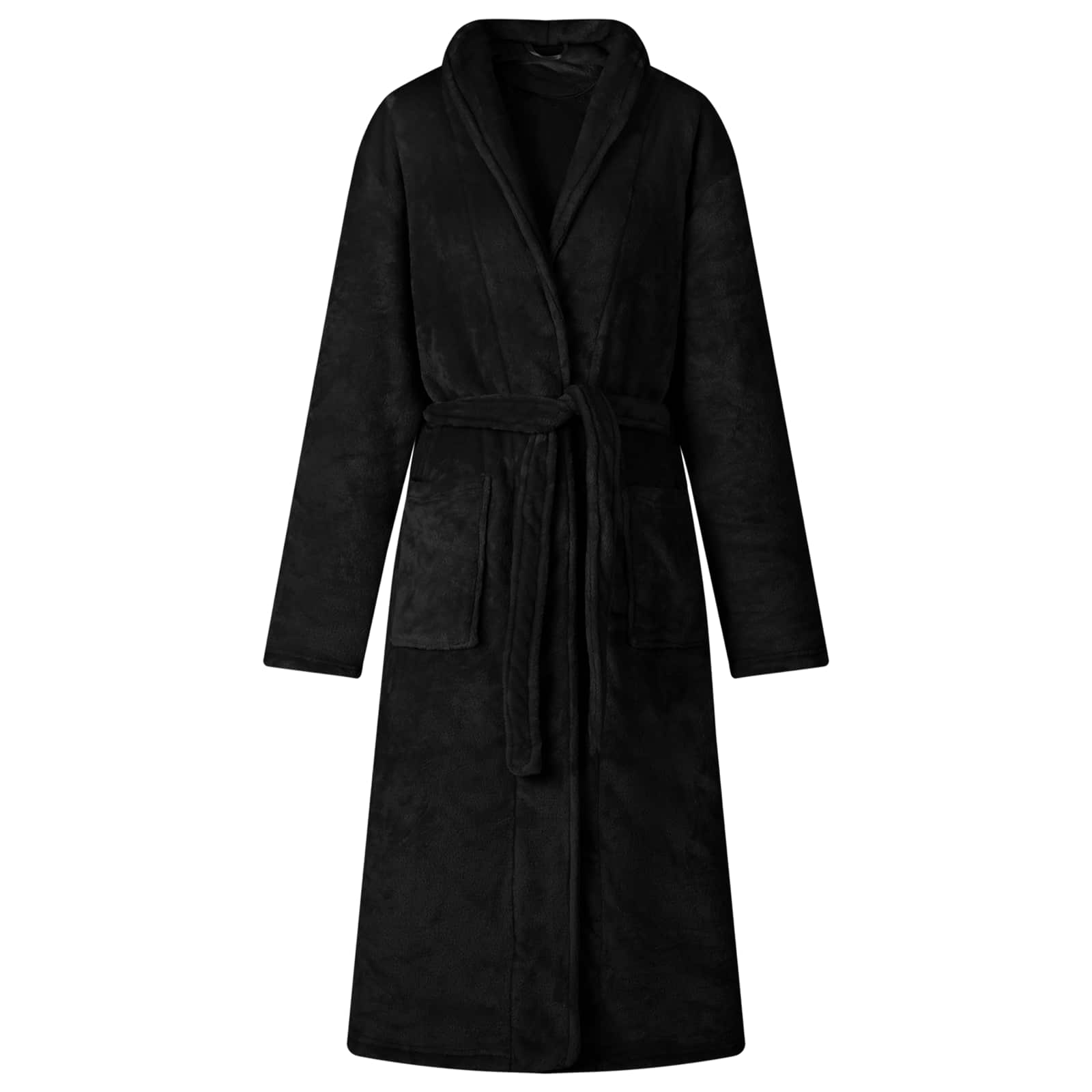 Bademantel ohne Kapuze Schwarz XXL Flanell