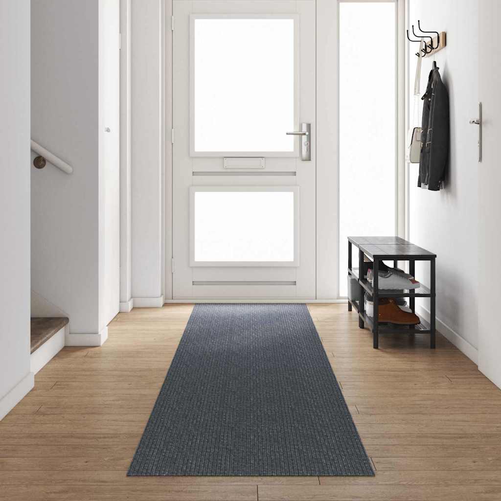 Teppichläufer Grau 80 x 500 cm Stoff