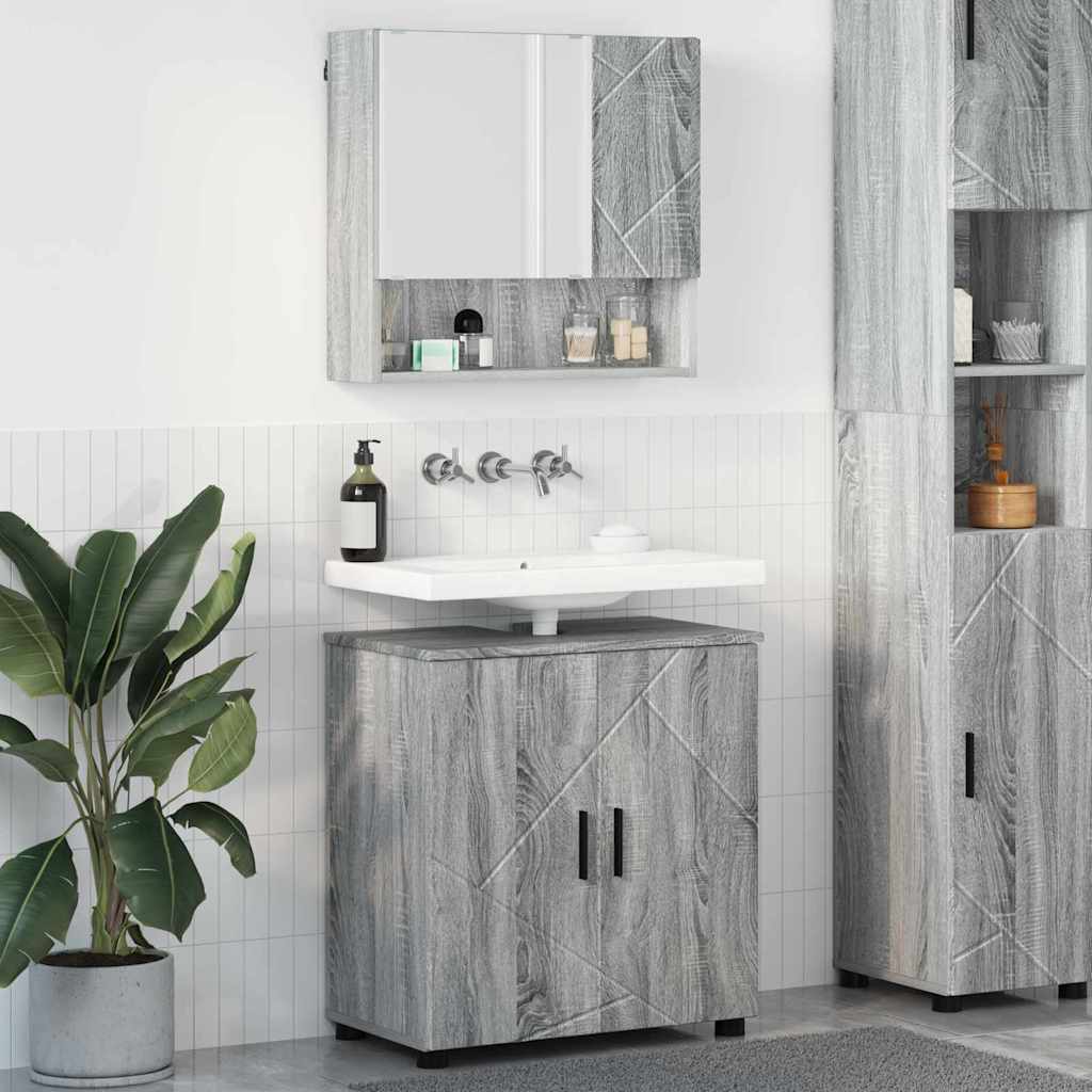 Badezimmermöbel-Set 2 Stk. Sonoma-Grau 61 x 35 x 64 cm