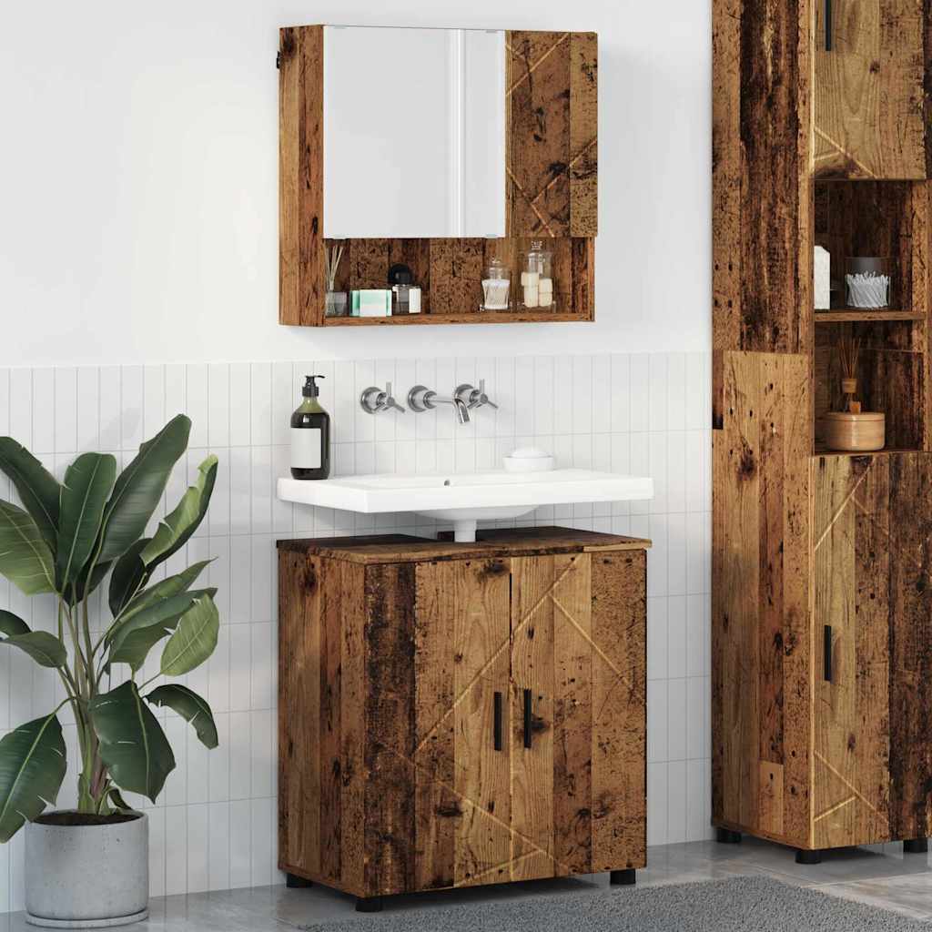 Badezimmermöbel-Set 2 stk. Altholz 61 x 35 x 64 cm