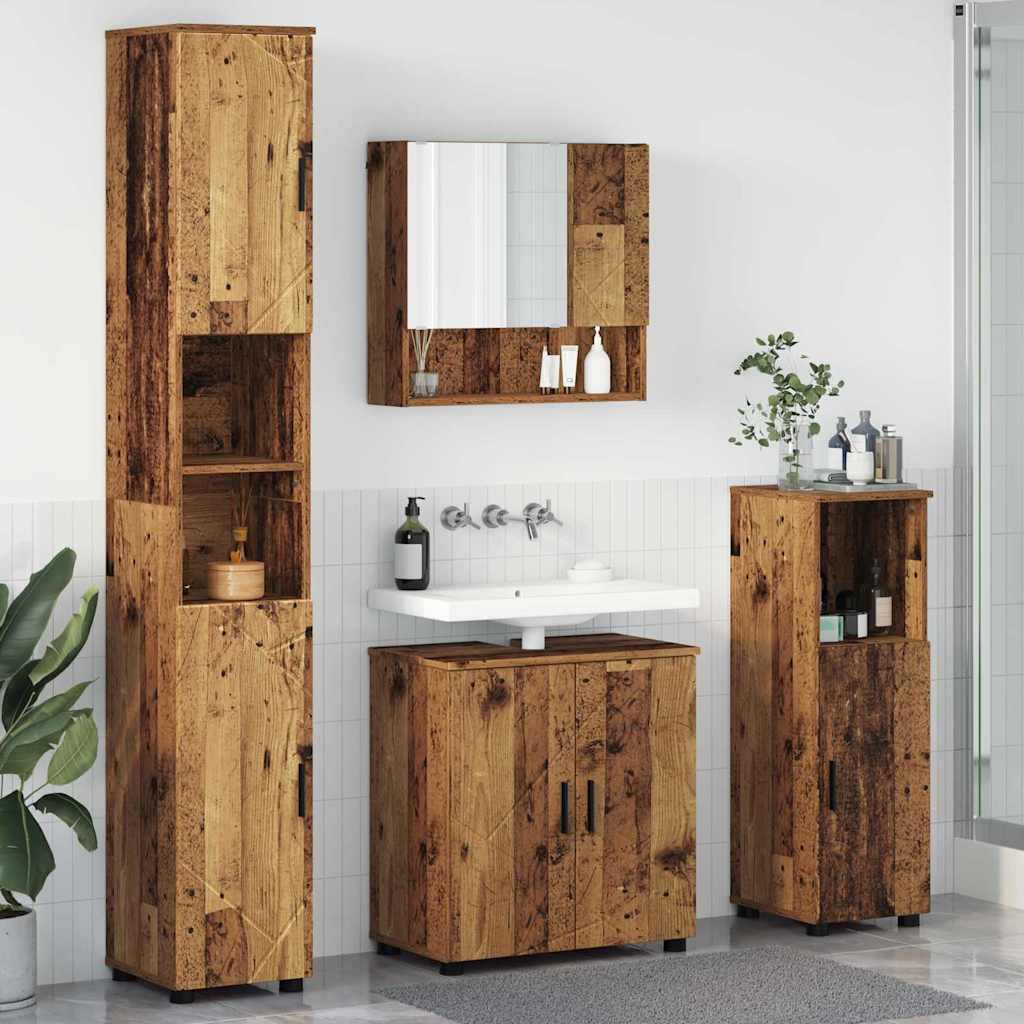 Badezimmermöbel-Set 4 stk. Altholz 61 x 35 x 64 cm