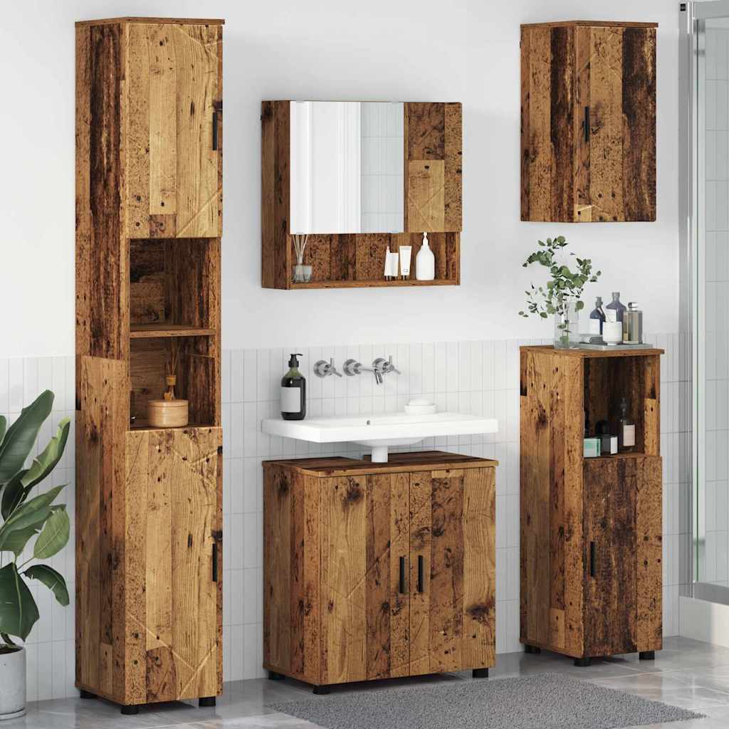 Badezimmermöbel-Set 5 stk. Altholz 61 x 35 x 64 cm