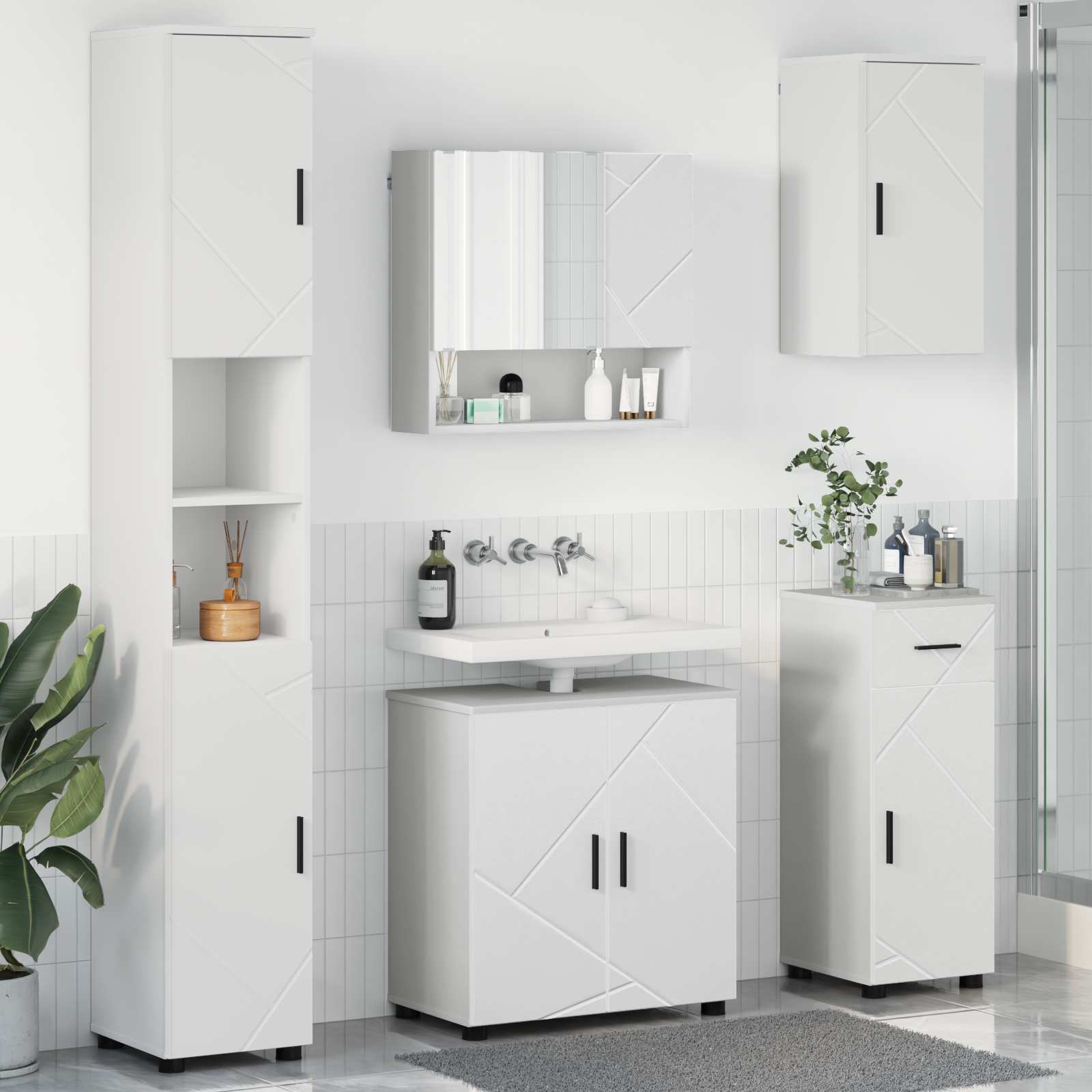 Badezimmermöbel-Set 5 stk. Weiß 61 x 35 x 64 cm