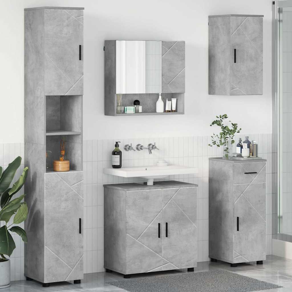 Badezimmermöbel-Set 5 stk. Beton Grau 61 x 35 x 64 cm