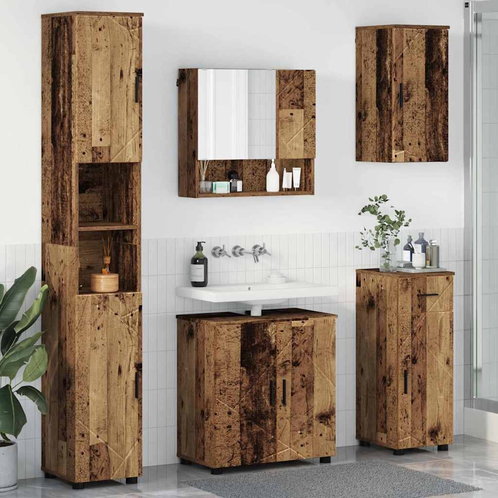 Badezimmermöbel-Set 5 stk. Altholz 61 x 35 x 64 cm