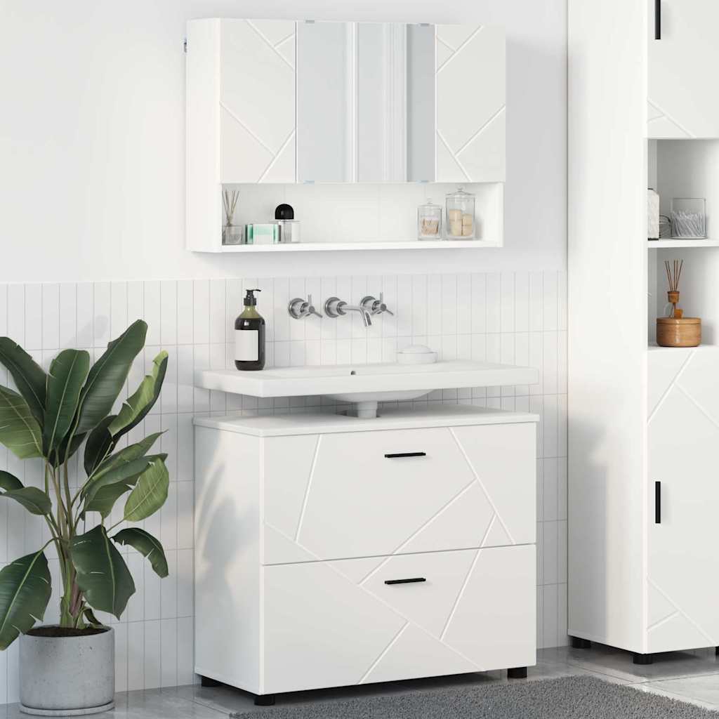 Badezimmermöbel-Set 2 stk. Weiß 76,5 x 35 x 64 cm