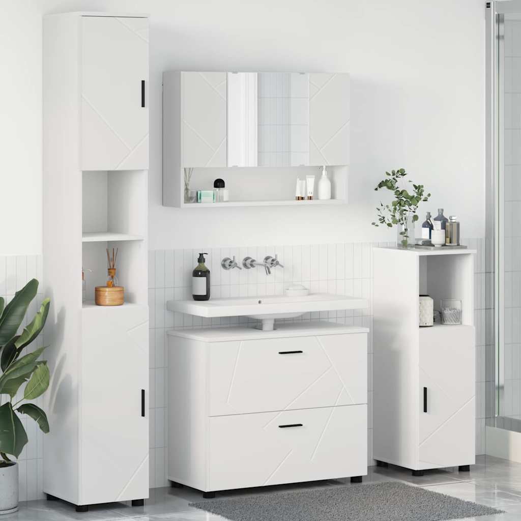 Badezimmermöbel-Set 4 stk. Weiß 35 x 30 x 192 cm