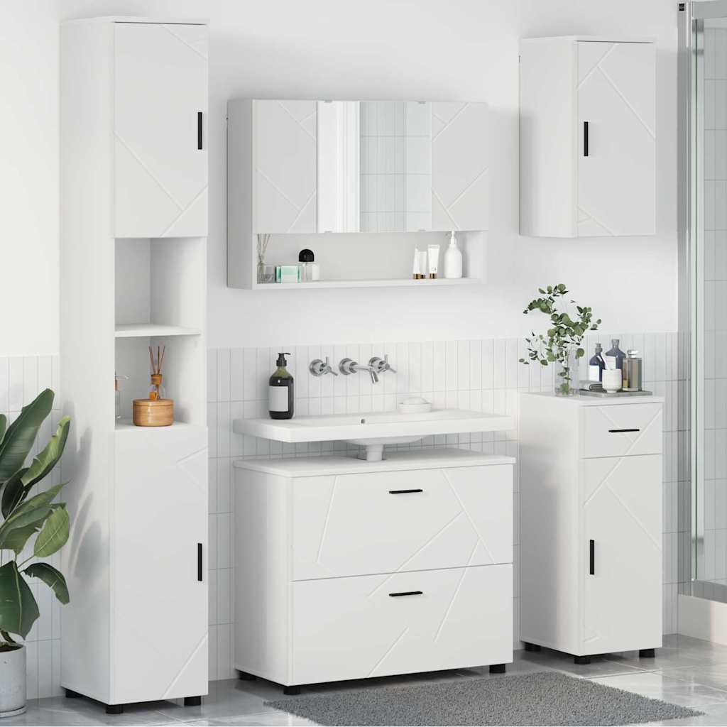 Badezimmermöbel-Set 5 stk. Weiß 35 x 30 x 192 cm