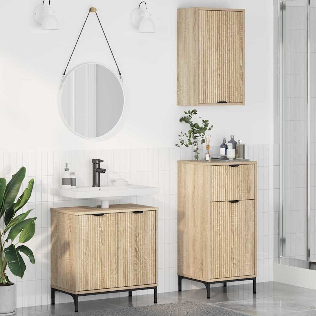 Badezimmermöbel-Set 3 stk. Sonoma-Eiche 39,5 x 36 x 88 cm