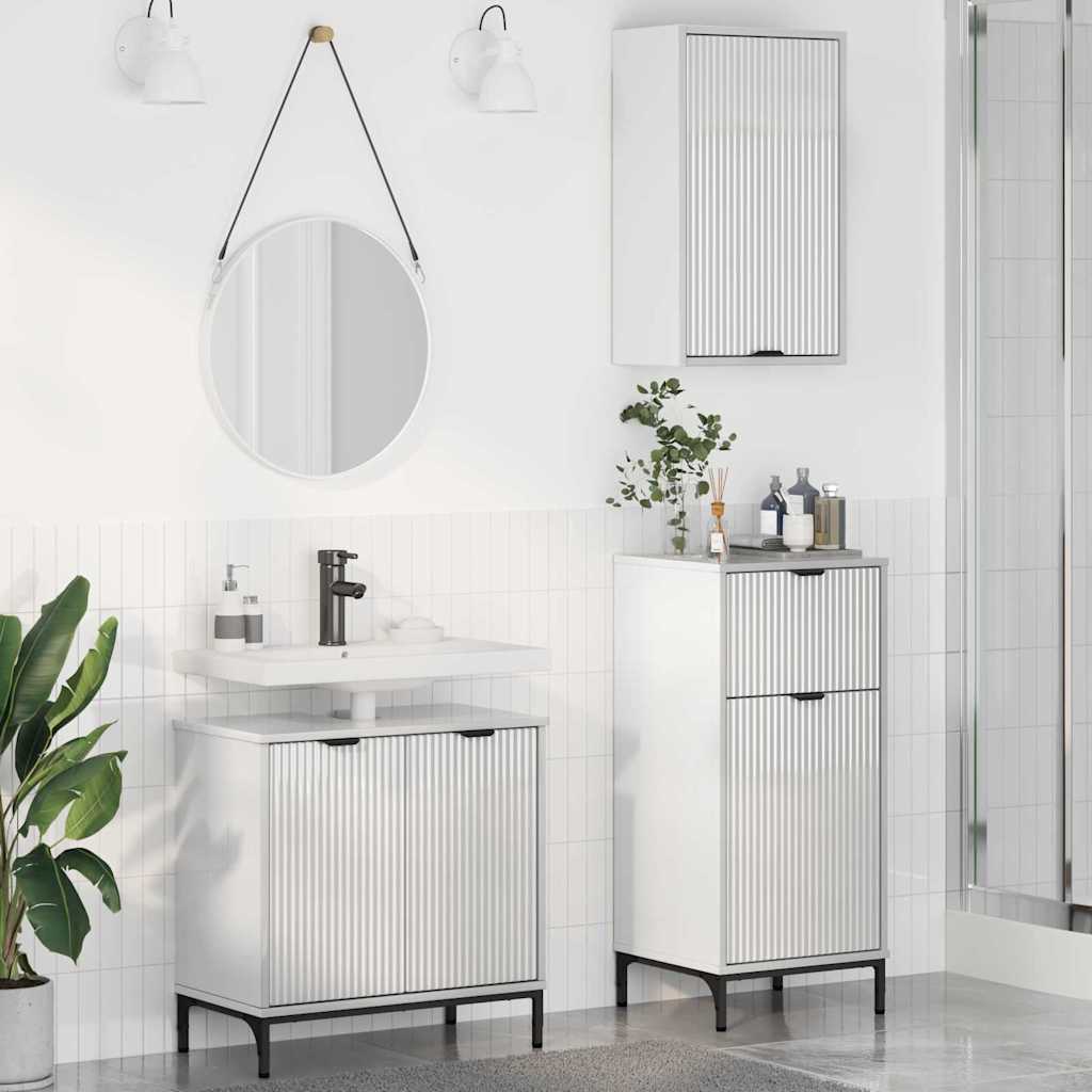 Badezimmermöbel-Set 3 stk. Hochglanz Weiß 39,5 x 36 x 88 cm