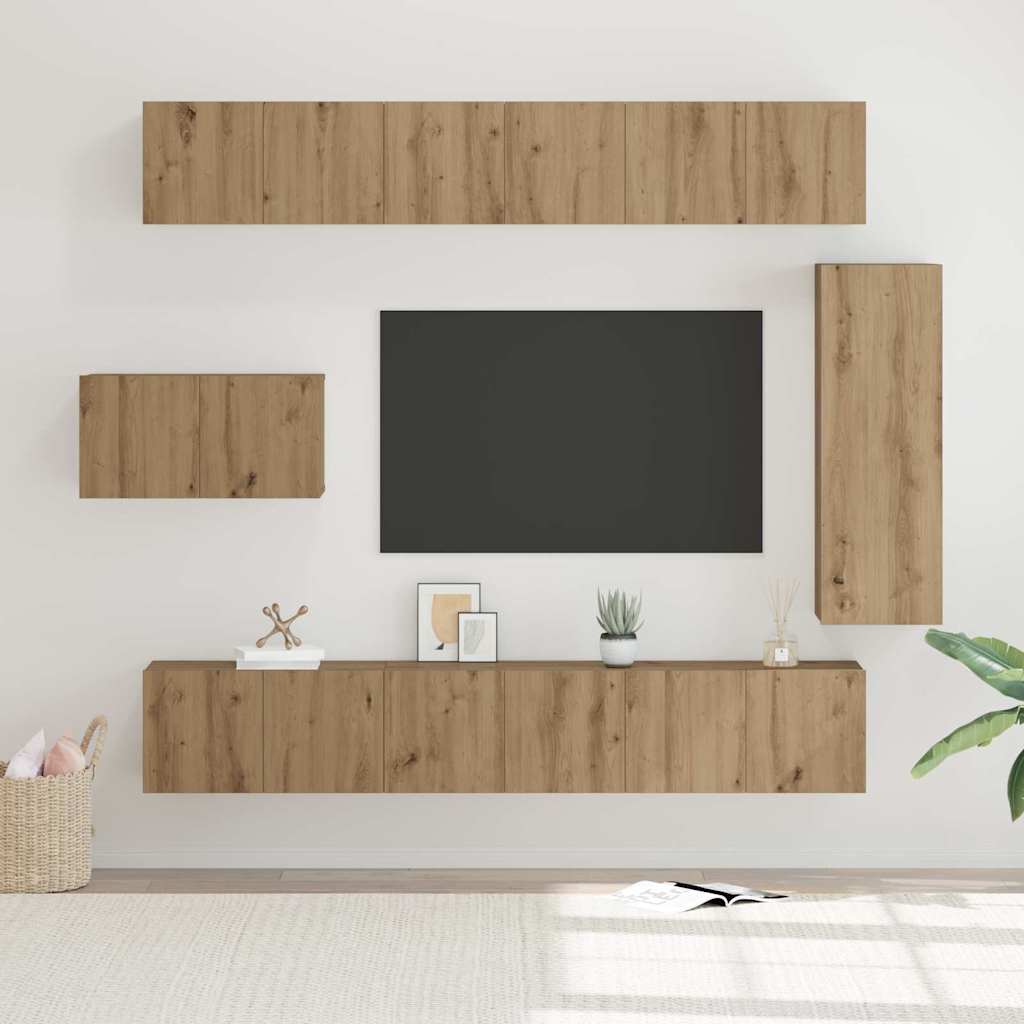 TV-Schrankset 8 stk. Artisan-Eiche Holzwerkstoff
