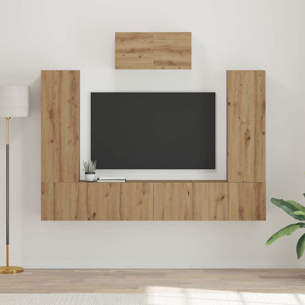 TV-Schrankset 7 stk. Artisan-Eiche Holzwerkstoff
