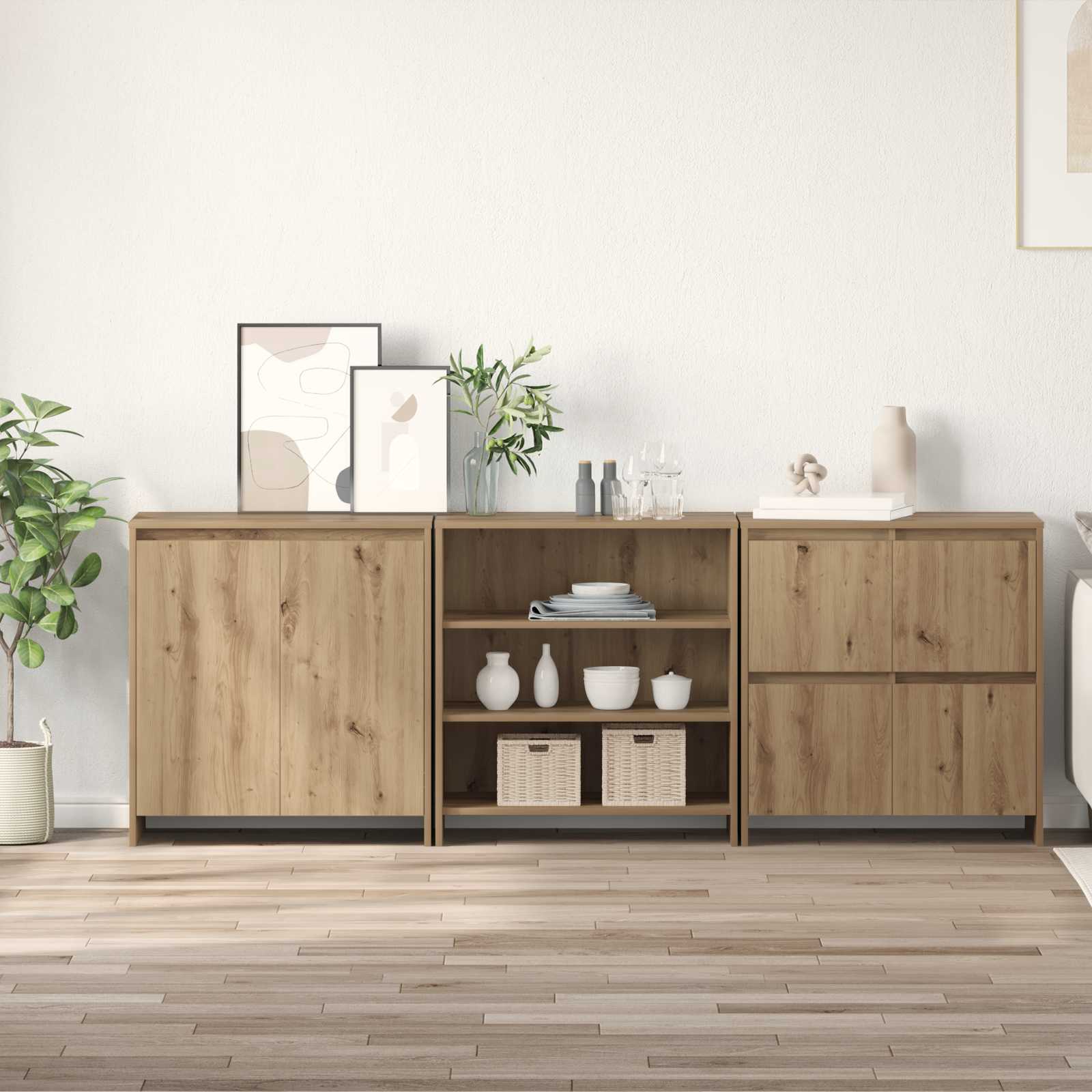 Sideboard 3 stk. Artisan-Eiche 70 x 41 x 75 cm Holzwerkstoff
