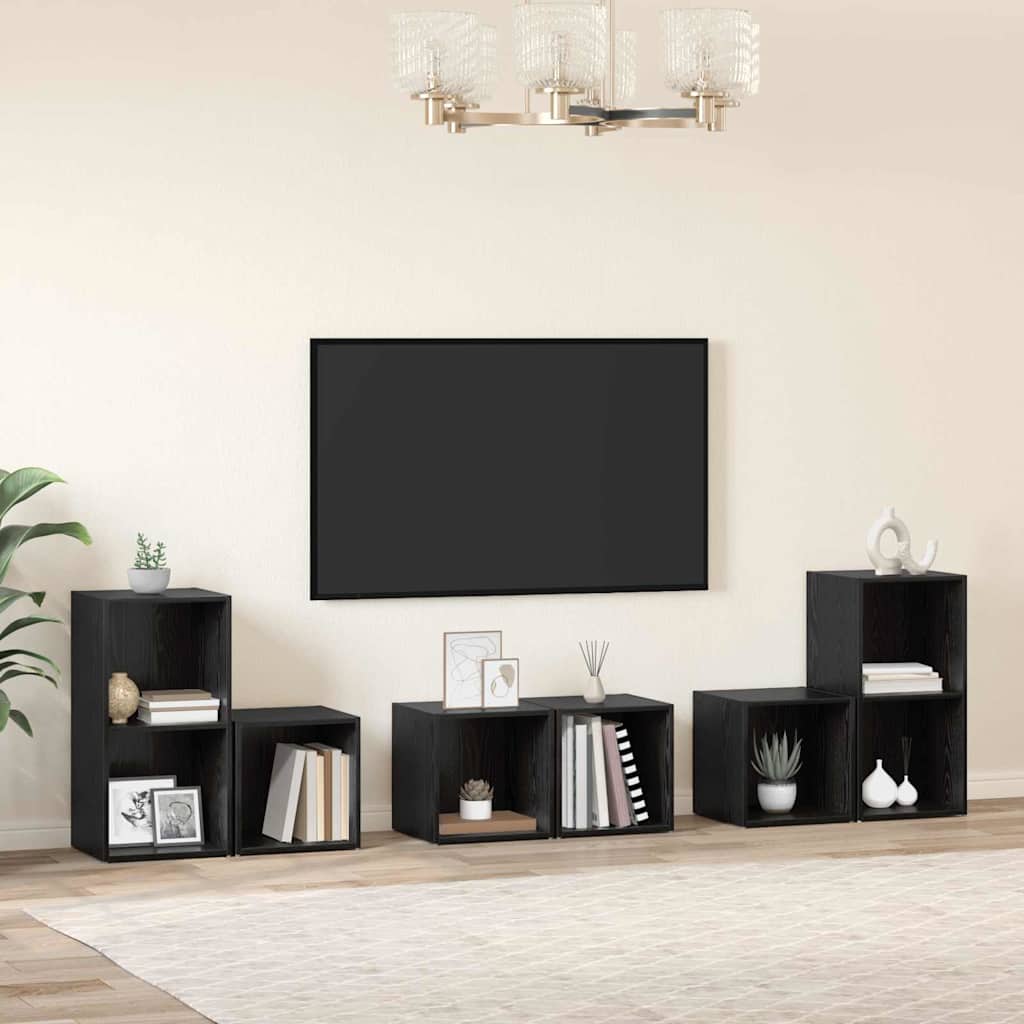 TV-Schrankset 6 stk. Schwarz Eichen-Optik Holzwerkstoff