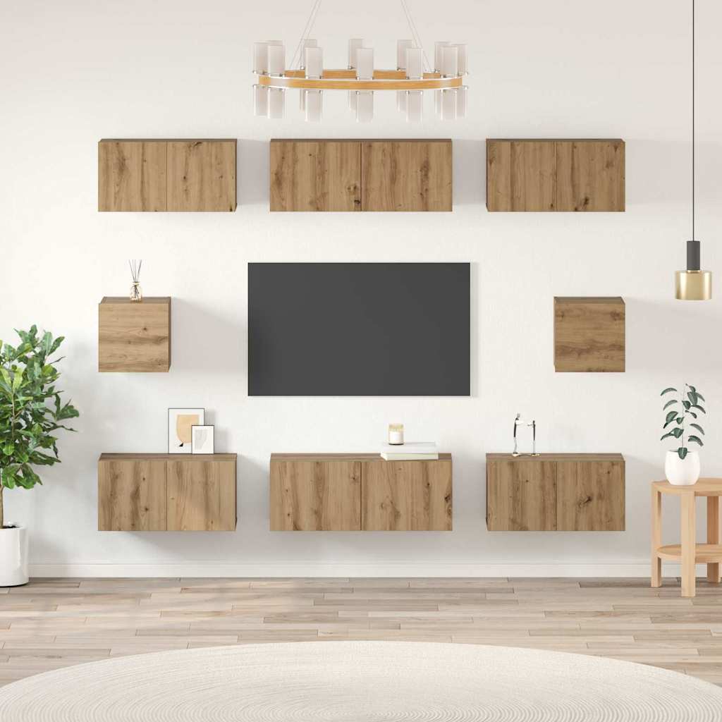 TV-Schrankset 8 stk. Artisan-Eiche Holzwerkstoff
