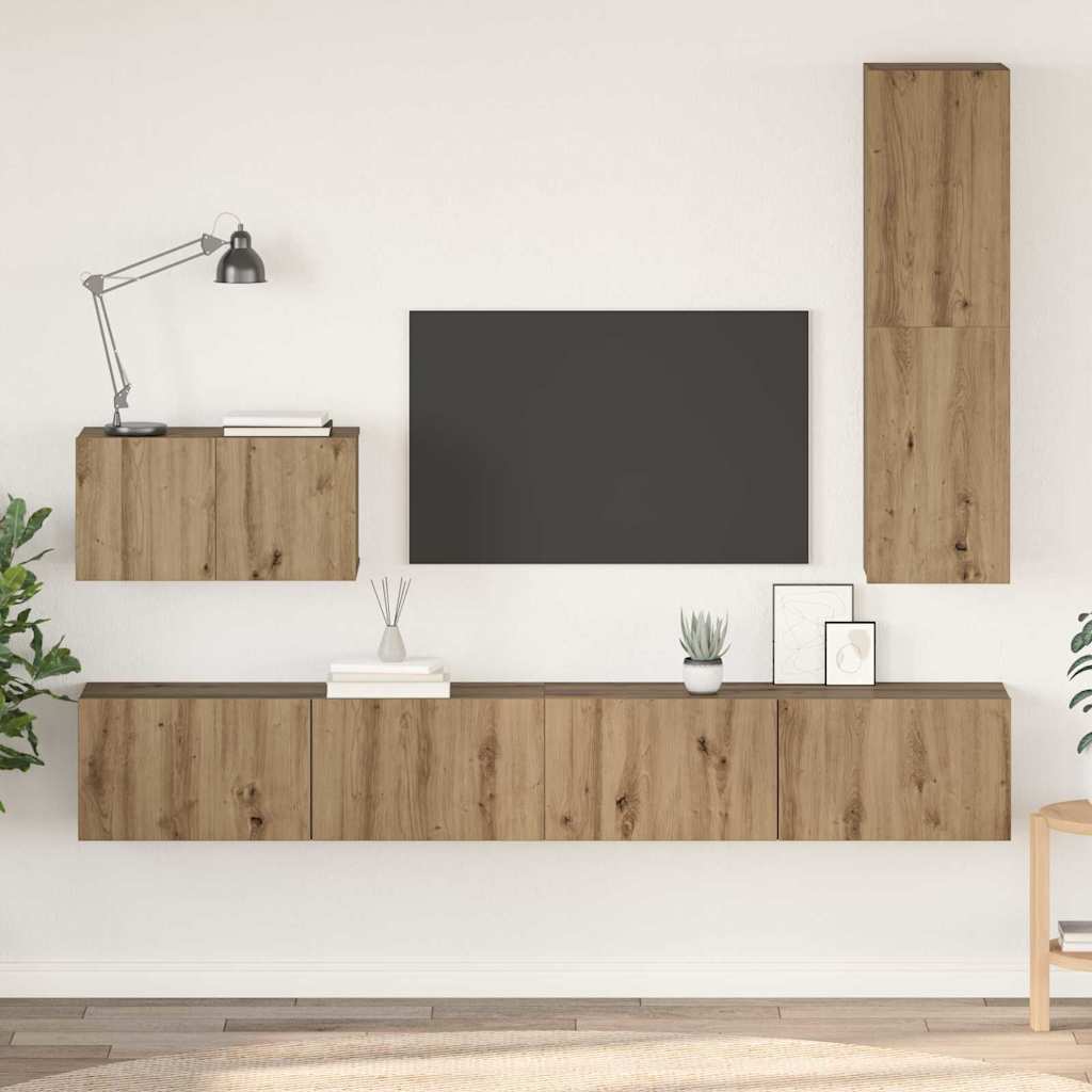 Wand-TV-Schrank 4 stk. Artisan-Eiche Holzwerkstoff