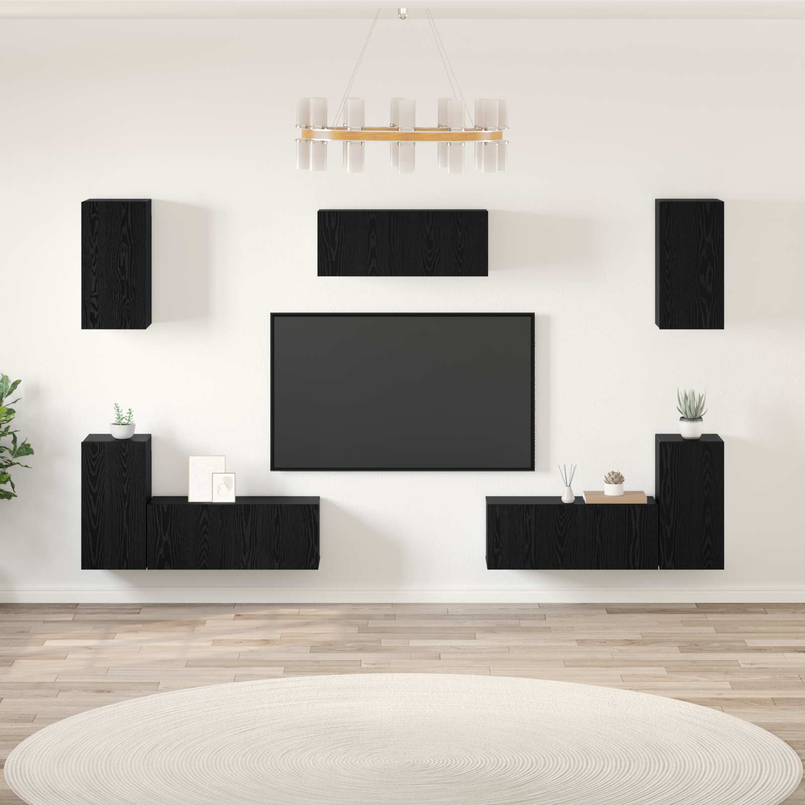 TV-Schrankset 7 stk. Schwarz Eichen-Optik Holzwerkstoff