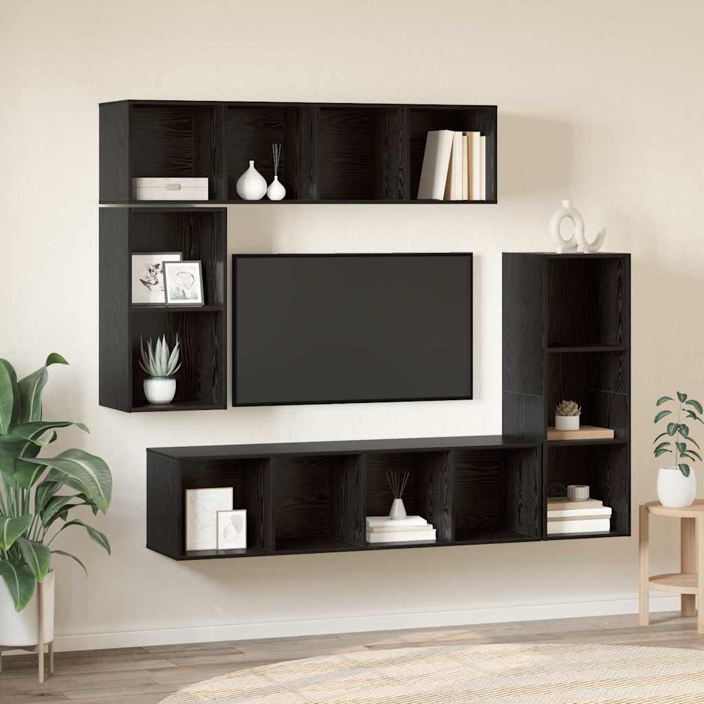 TV-Schrankset 4 stk. Schwarz Eichen-Optik Holzwerkstoff