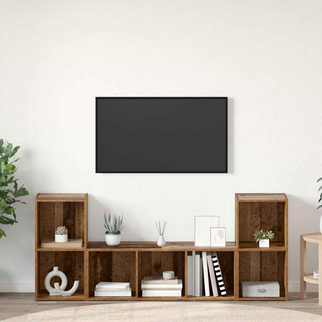 TV-Schrankset 3 stk. Braun Holzwerkstoff