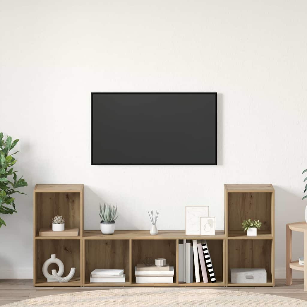 TV-Schrankset 3 stk. Braun Holzwerkstoff
