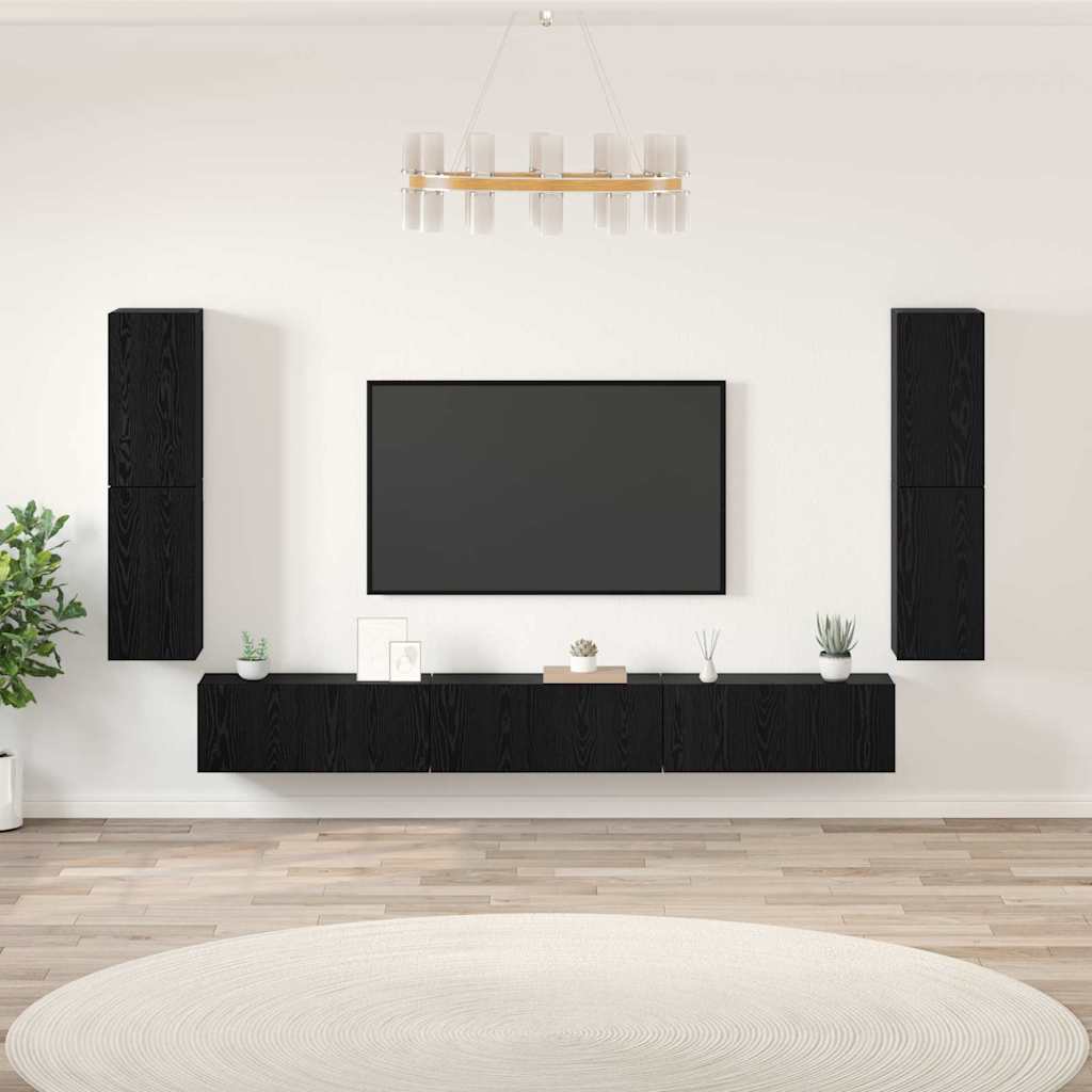 TV-Einheiten 4 stk. Schwarz Eichen-Optik Holzwerkstoff
