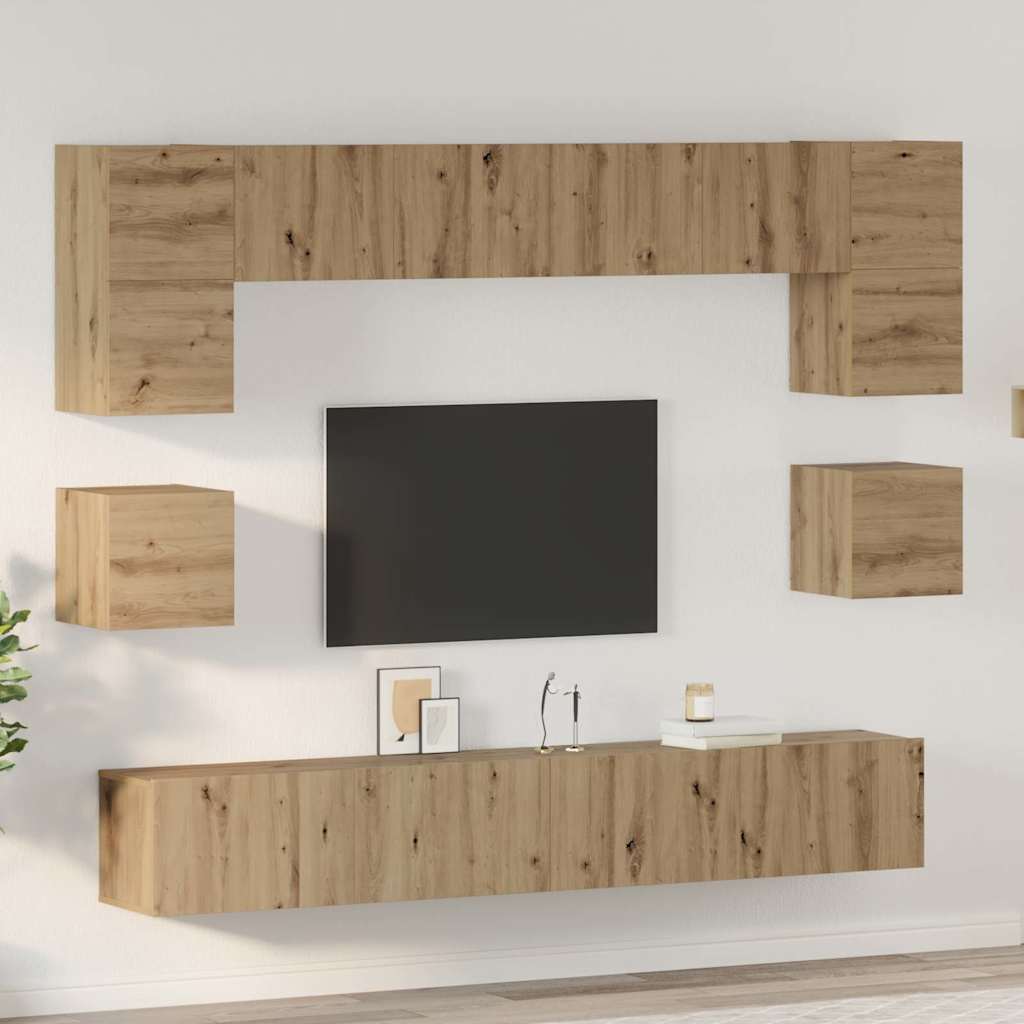 TV-Schrankset 8 stk. Artisan-Eiche Holzwerkstoff