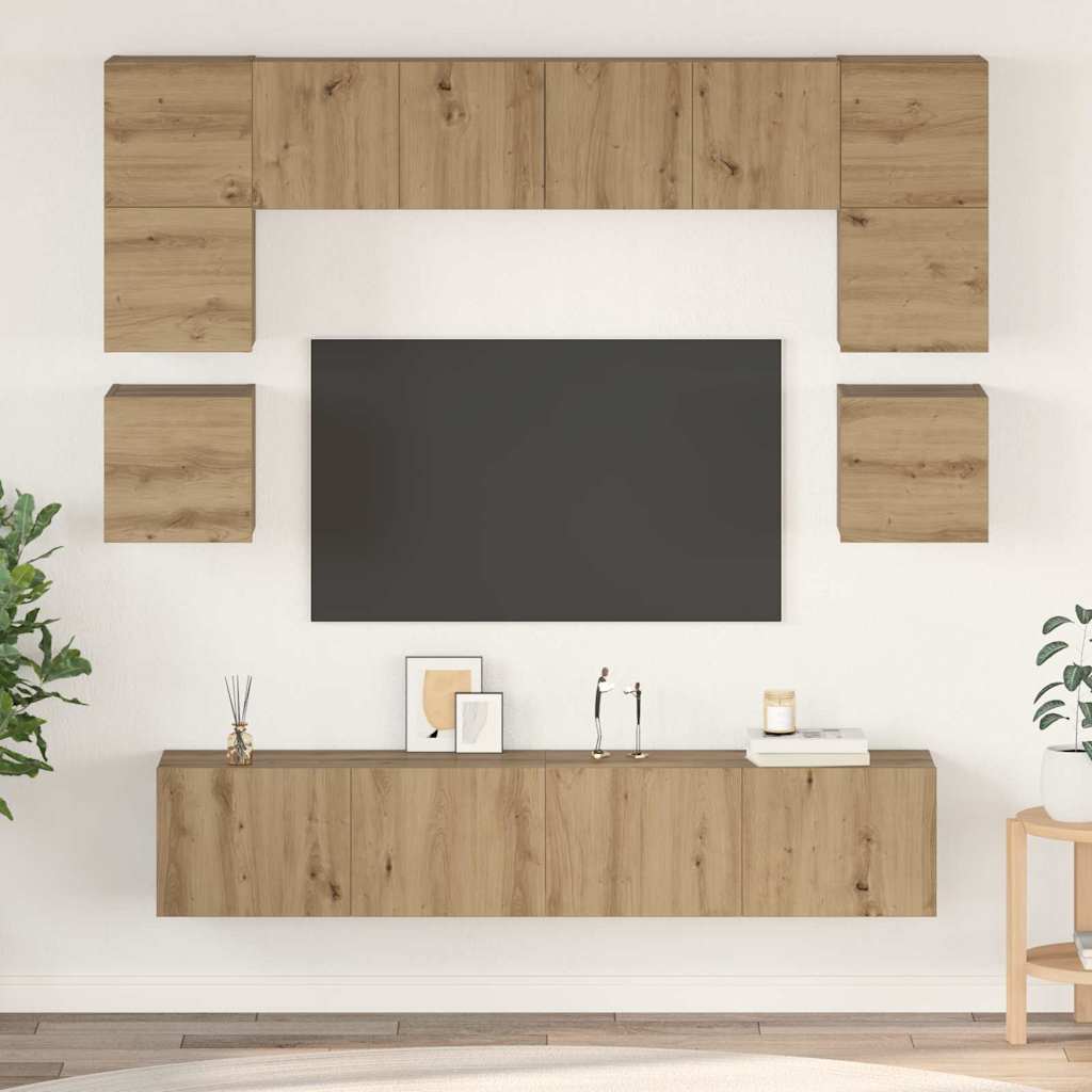 TV-Schrankset 8 stk. Artisan-Eiche Holzwerkstoff