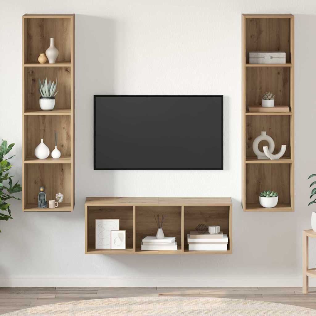 TV-Schrankset 3 stk. Artisan-Eiche Holzwerkstoff