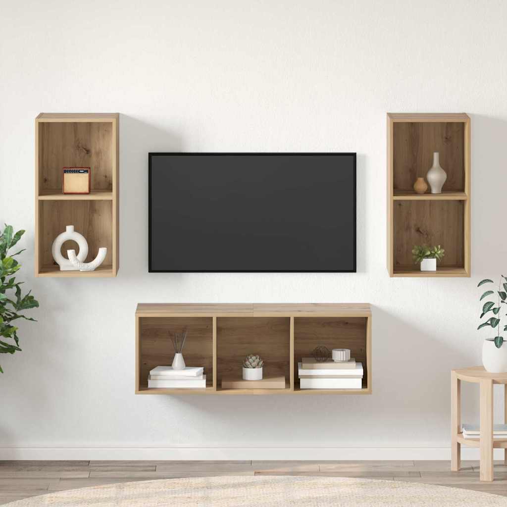 TV-Schrankset 3 stk. Artisan-Eiche Holzwerkstoff