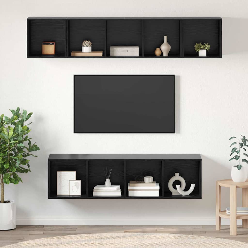 TV-Schrankset 4 stk. Schwarz Eichen-Optik Holzwerkstoff