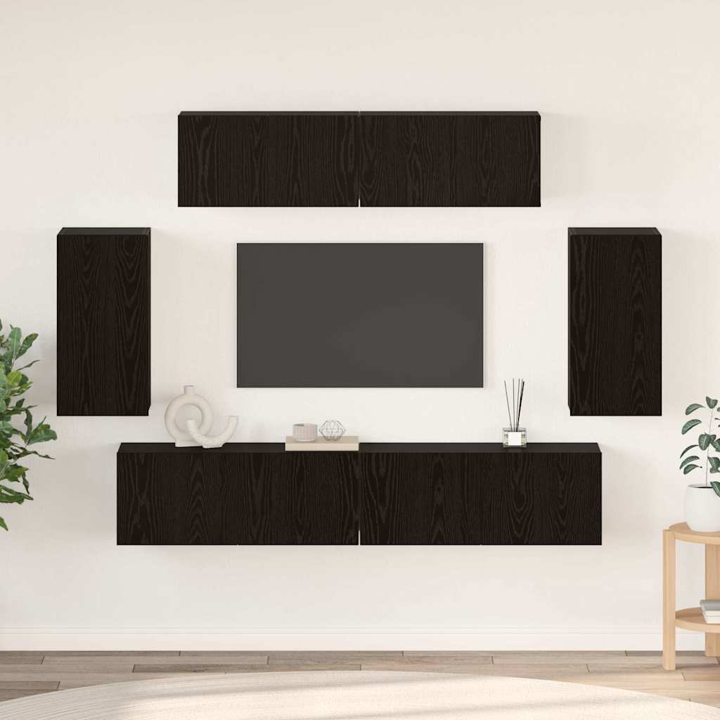 TV-Schrankset 6 stk. Schwarz Eichen-Optik Holzwerkstoff
