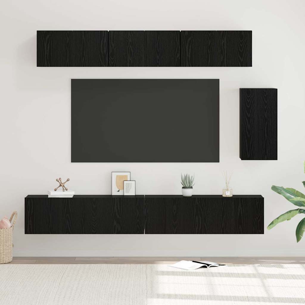 TV-Schrankset 6 stk. Schwarz Eichen-Optik Holzwerkstoff