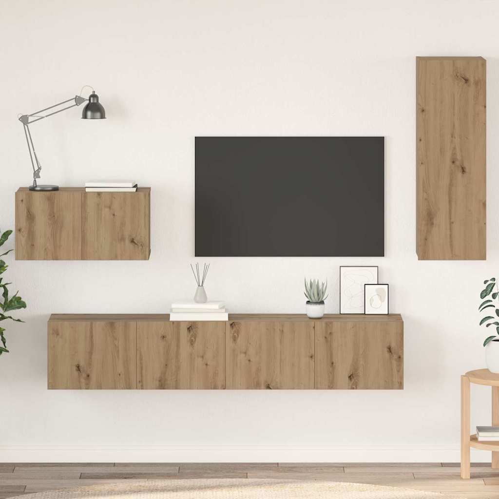 Wand-TV-Schrank 4 stk. Artisan-Eiche Holzwerkstoff