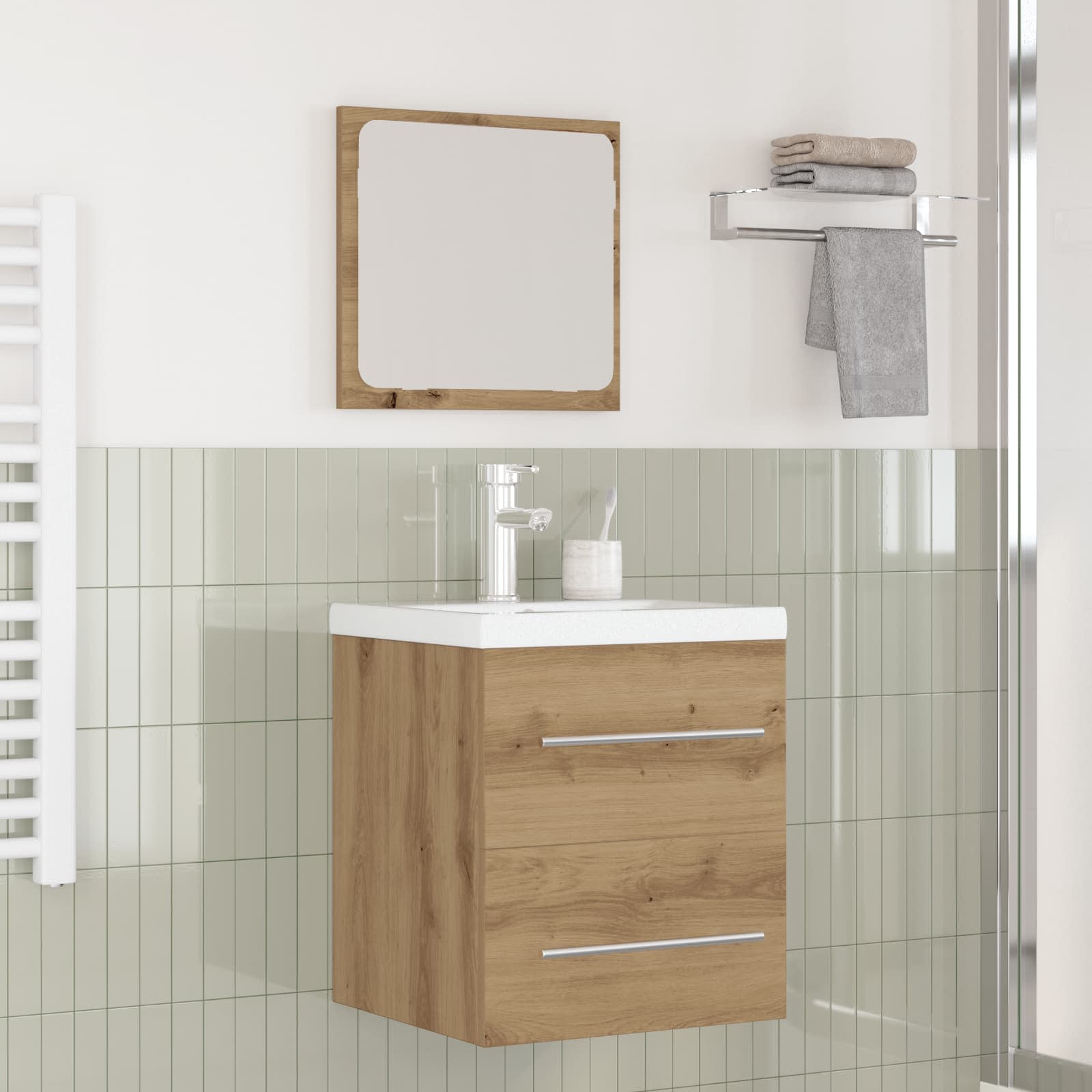 Badezimmermöbel-Set 2 Stk. Schwarz Eichen-Optik Holzwerkstoff
