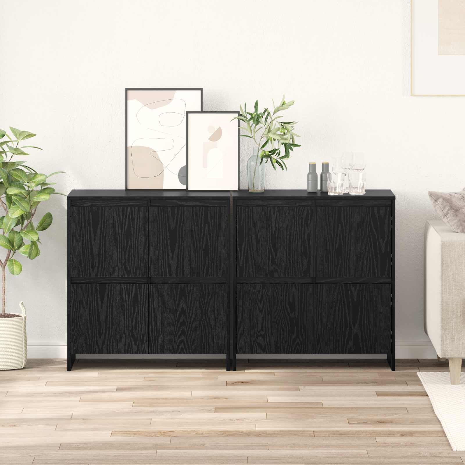 Sideboards 2 stk. Schwarz Eichen-Optik 70 x 41 x 75 cm