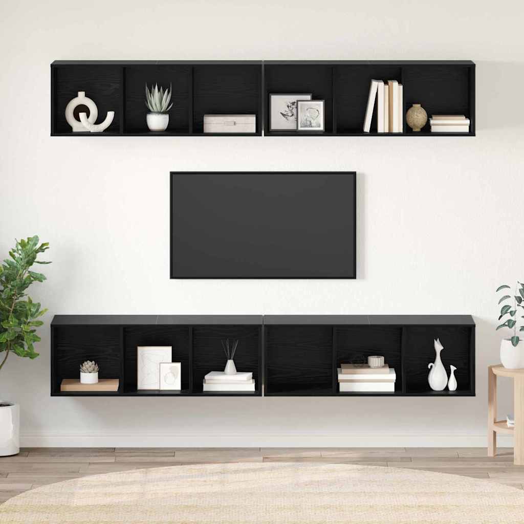TV-Schrankset 4 stk. Schwarz Eichen-Optik Holzwerkstoff