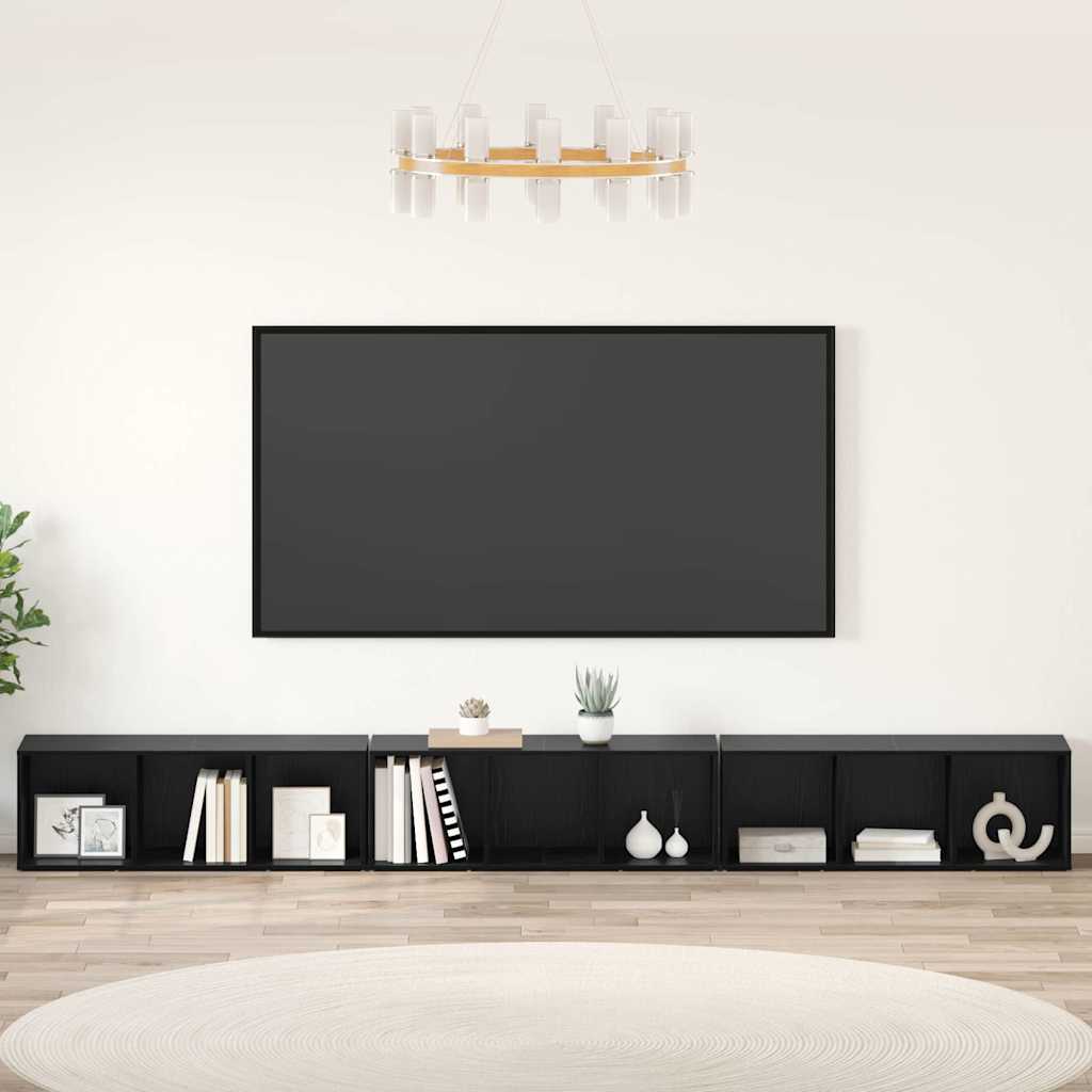 TV-Schrankset 3 stk. Schwarz Eichen-Optik Holzwerkstoff
