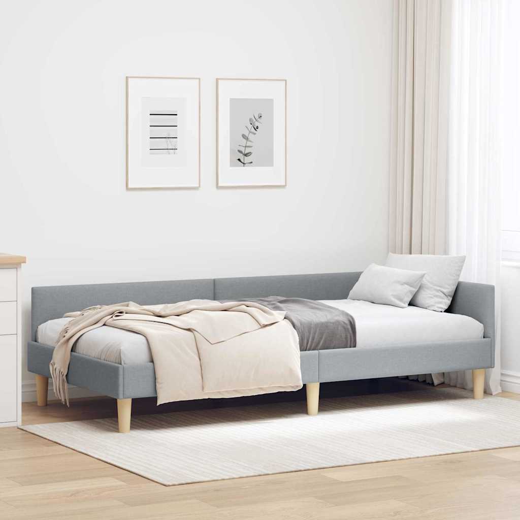 Eckbettgestell Hellgrau 80 x 200 cm Stoff