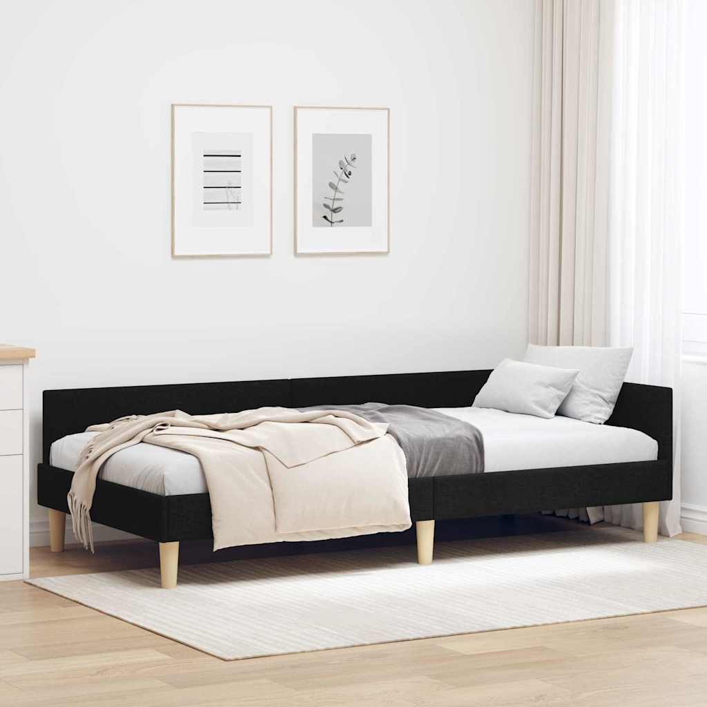 Eckbettgestell Schwarz 80 x 200 cm Stoff