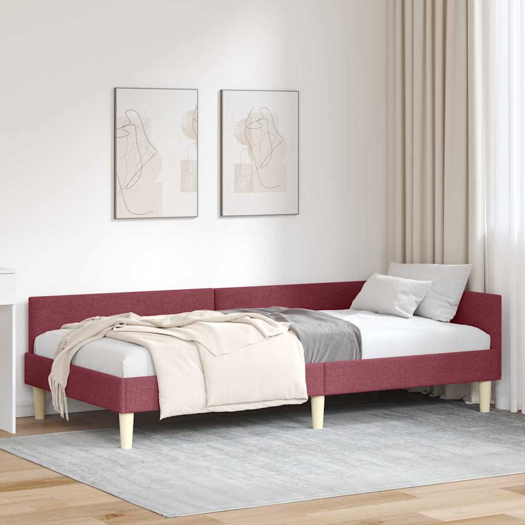 Eckbettgestell Weinrot 90 x 190 cm Stoff