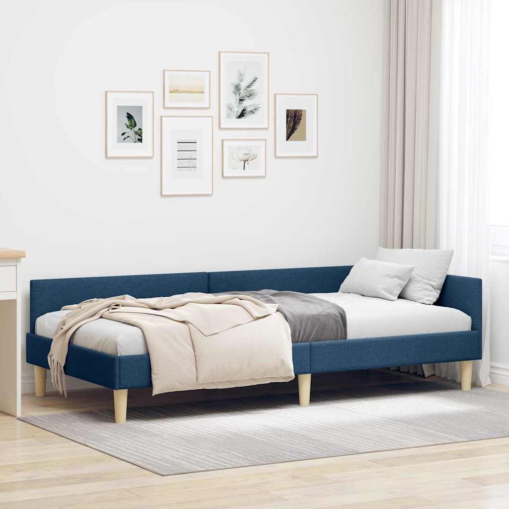 Eckbettgestell Blau 100 x 200 cm Stoff