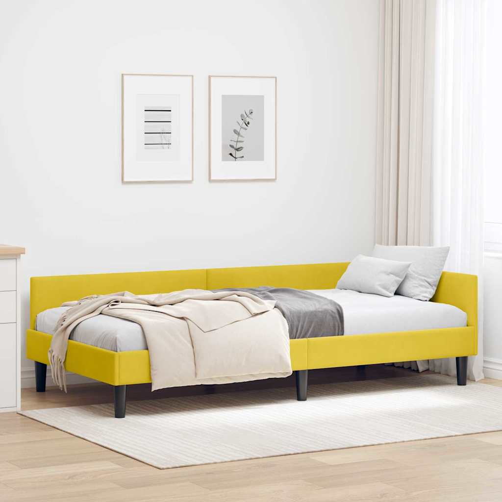 Eckbettgestell mit Kopfteil Gelb 90 cm x 190 cm Samt