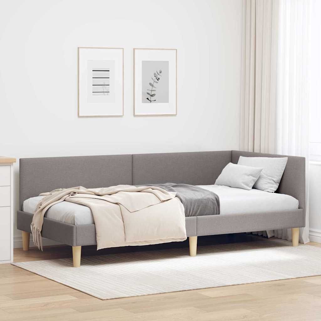 Eckbettgestell Taupe 80 cm x 200 cm Fabric and Plywood