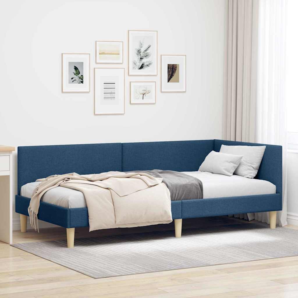 Eckbettgestell Blau 100 cm x 200 cm Fabric and Plywood